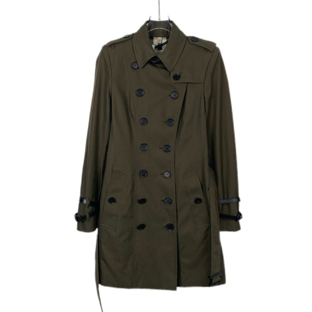 Burberry Collared Double-Breasted Dark Green Cott… - image 1